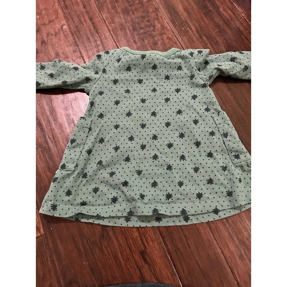 hanna andersson Baby Holiday Long Sleeve Pocket Dress & Leggings Set Green Tree